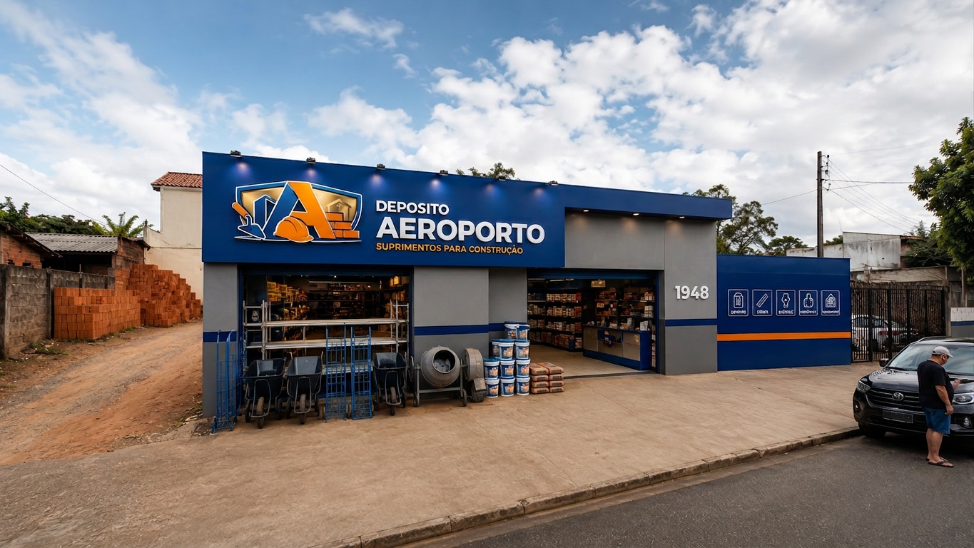 Fachada da loja Aeroporto Materiais Para Construções em Ribeirão Preto